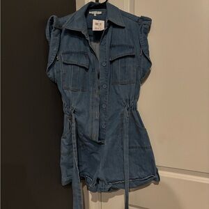 Denim Sleeveless Button-Up Romper